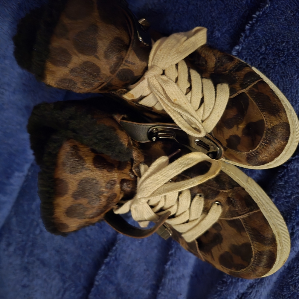 Leopard Print High-Top Sneakers